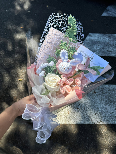 Pink /yellow Style Bouquet (No.7) with bunny