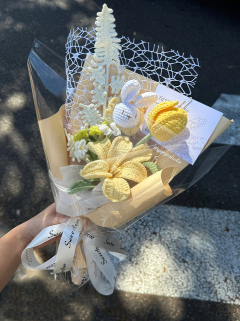 Pink /yellow Style Bouquet (No.7) with bunny