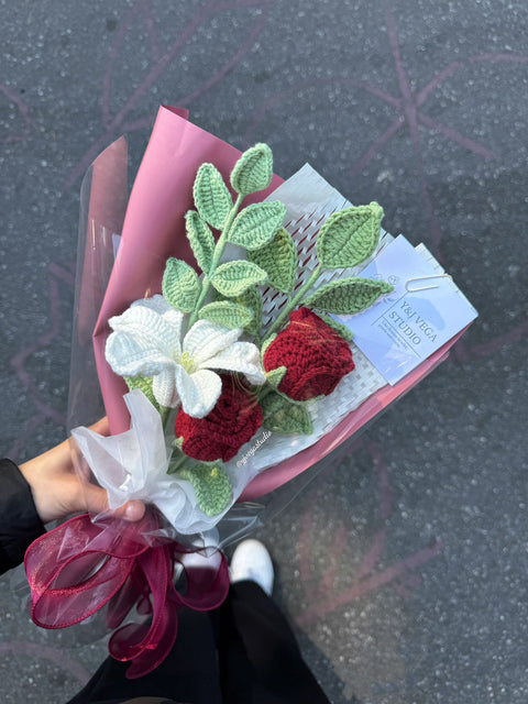 Red Style Bouquet (No.2) with Rose and Lily